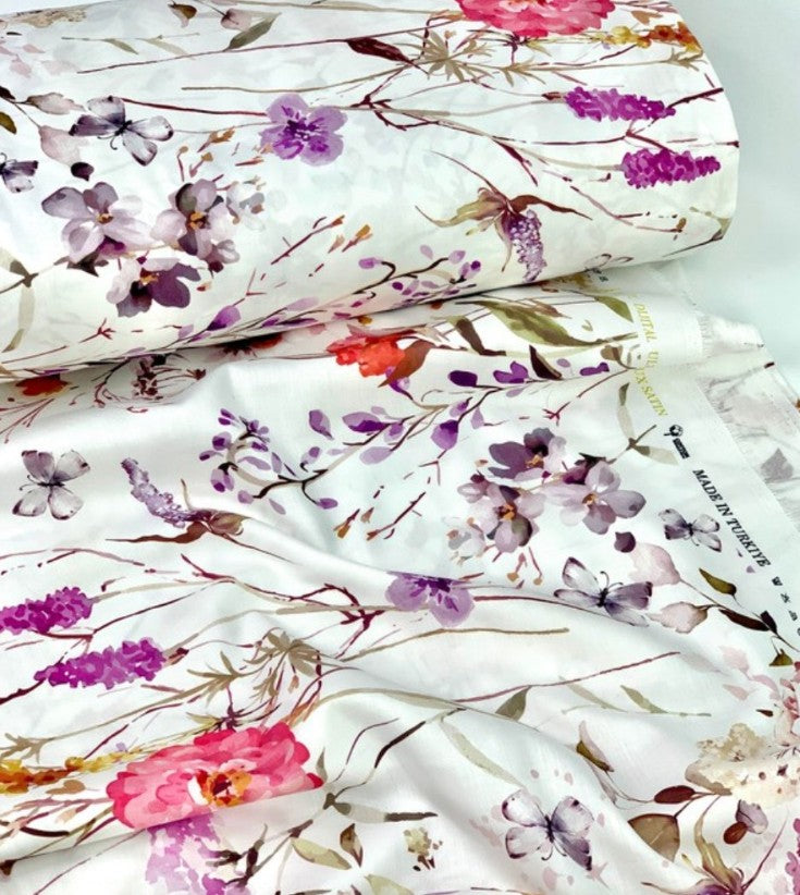 Lenjerie Bumbac Satinat Lux cu Imprimeu Floral Digital
