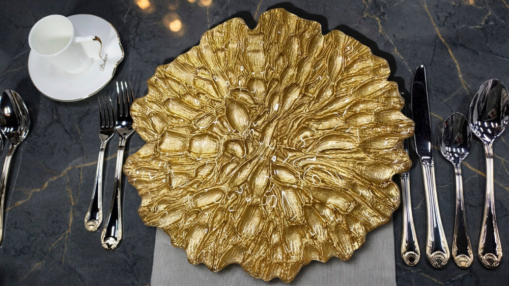 Platou Decorativ de Lux „Golden Reef” pentru Mese Festive