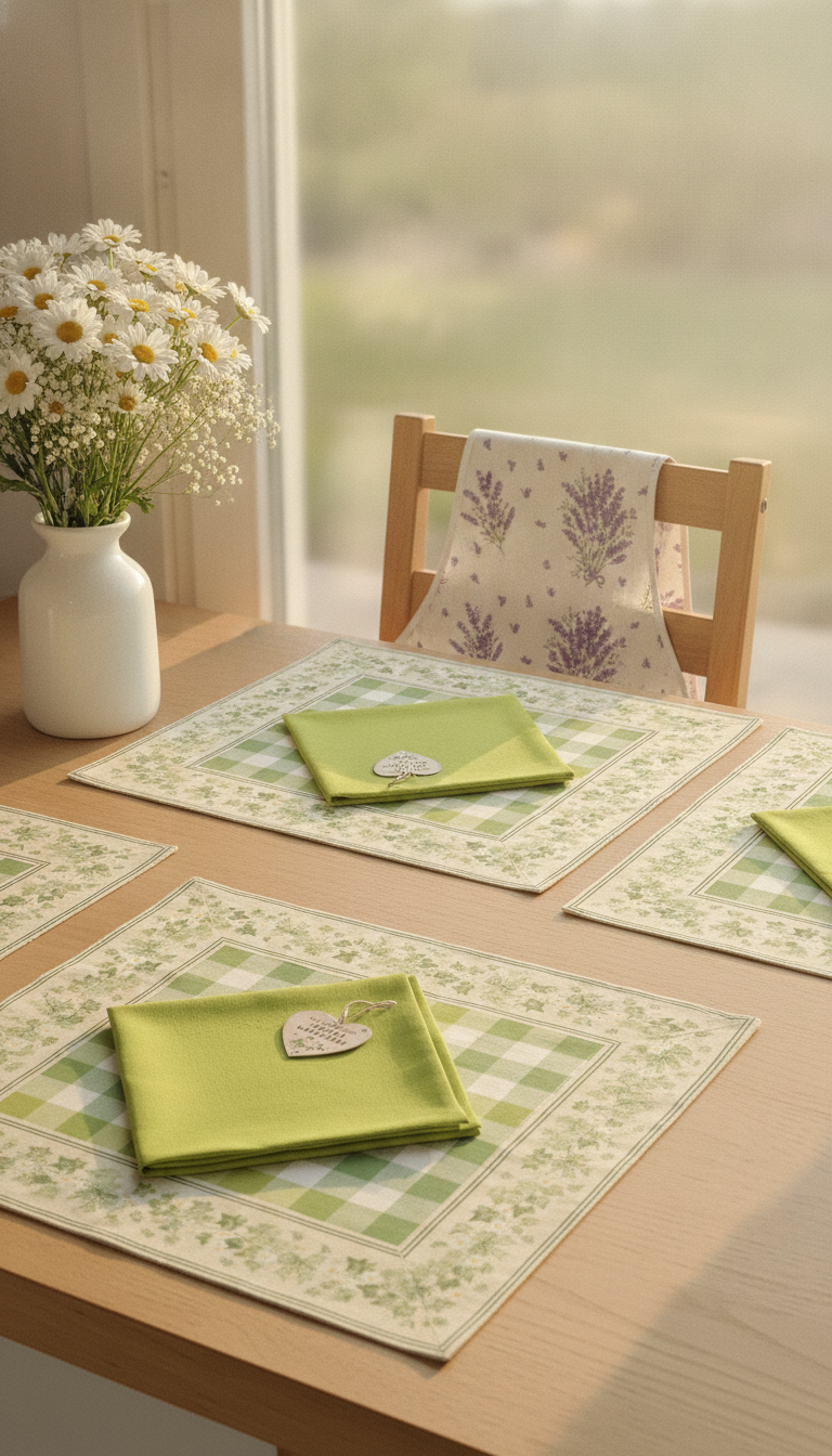 Set Suport de Masă (Place Mat) și Șervețel Textil din Bumbac