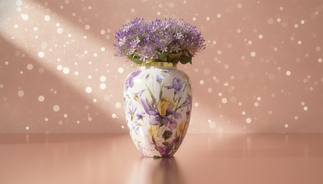 Vază Decorativă cu Imprimeu Floral Iris