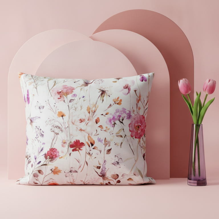 Lenjerie Bumbac Satinat Lux cu Imprimeu Floral Digital
