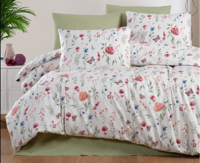 Lenjerie Bumbac Satinat Lux cu Imprimeu Floral Digital