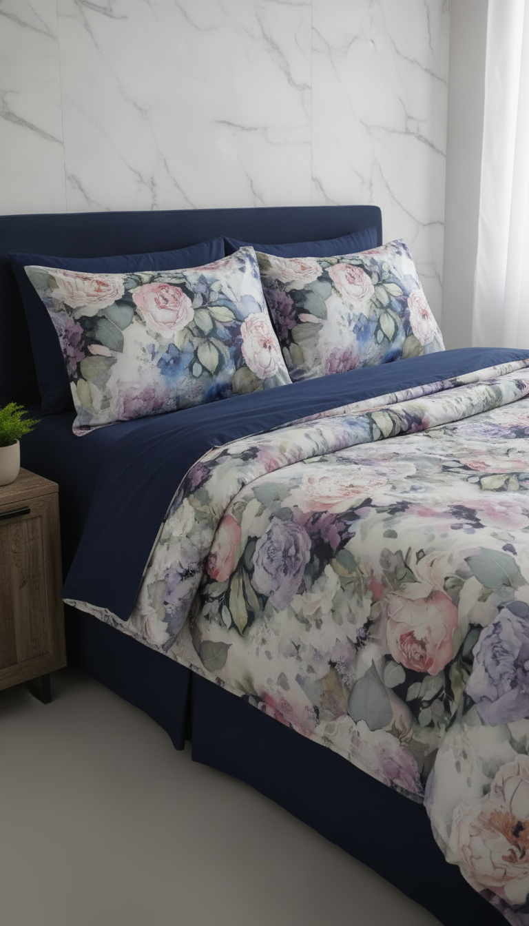 Lenjerie de Pat Premium cu Imprimeu Floral de Bujori