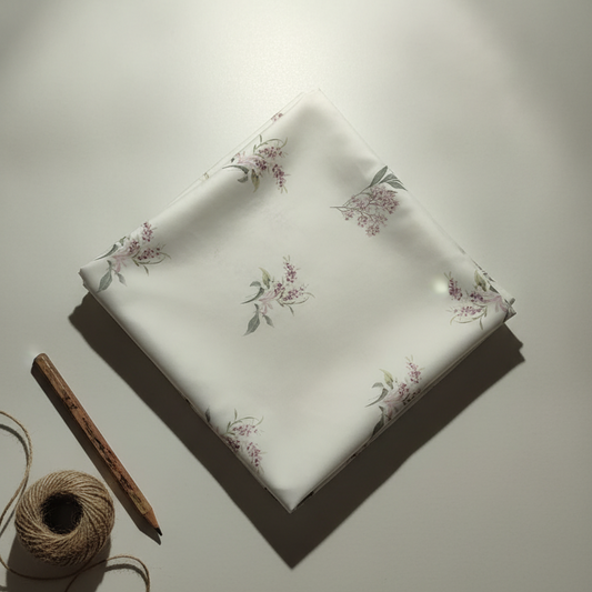 Lenjerie din Bumbac Satinat cu imprimeu floral minimalist