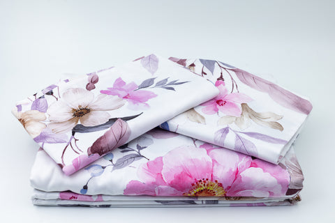 Lenjerie de Bumbac Satinat Flower Pink