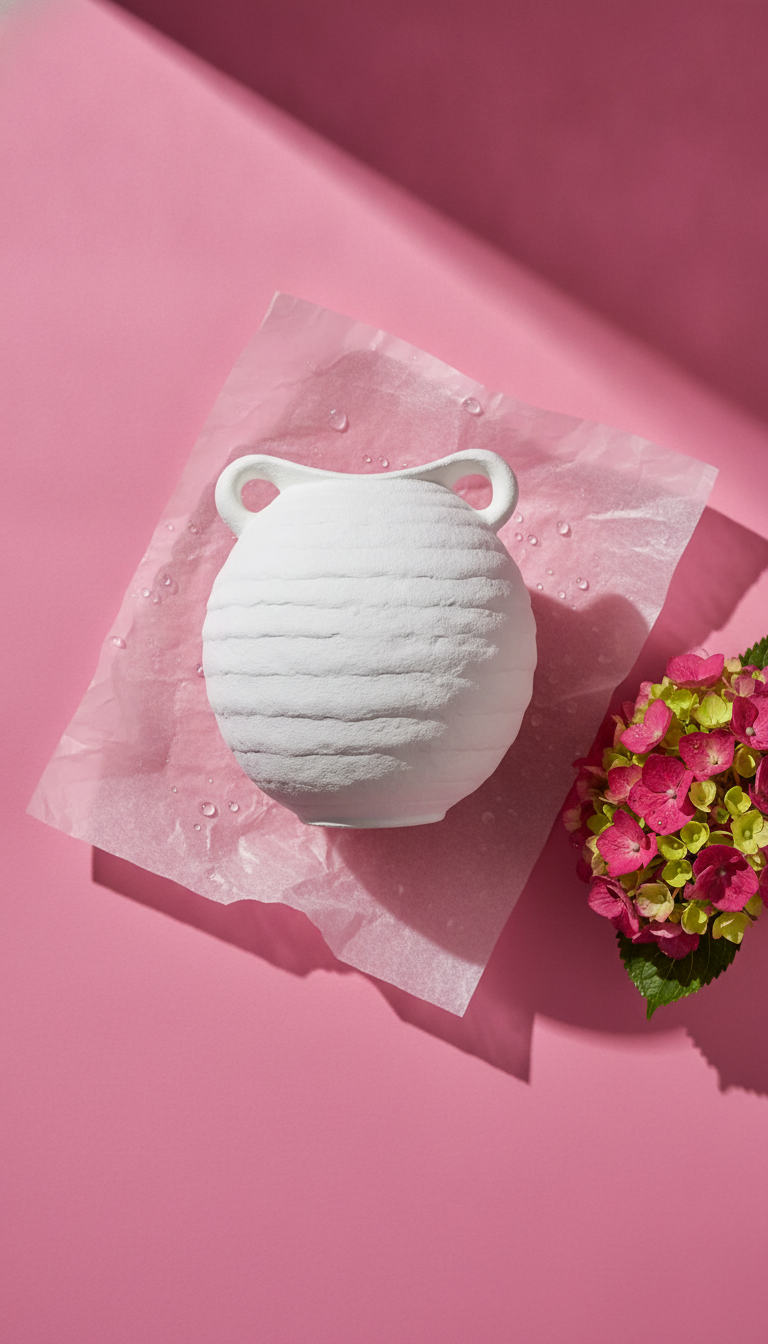 Vază Decorativă din Ceramică Albă Mată