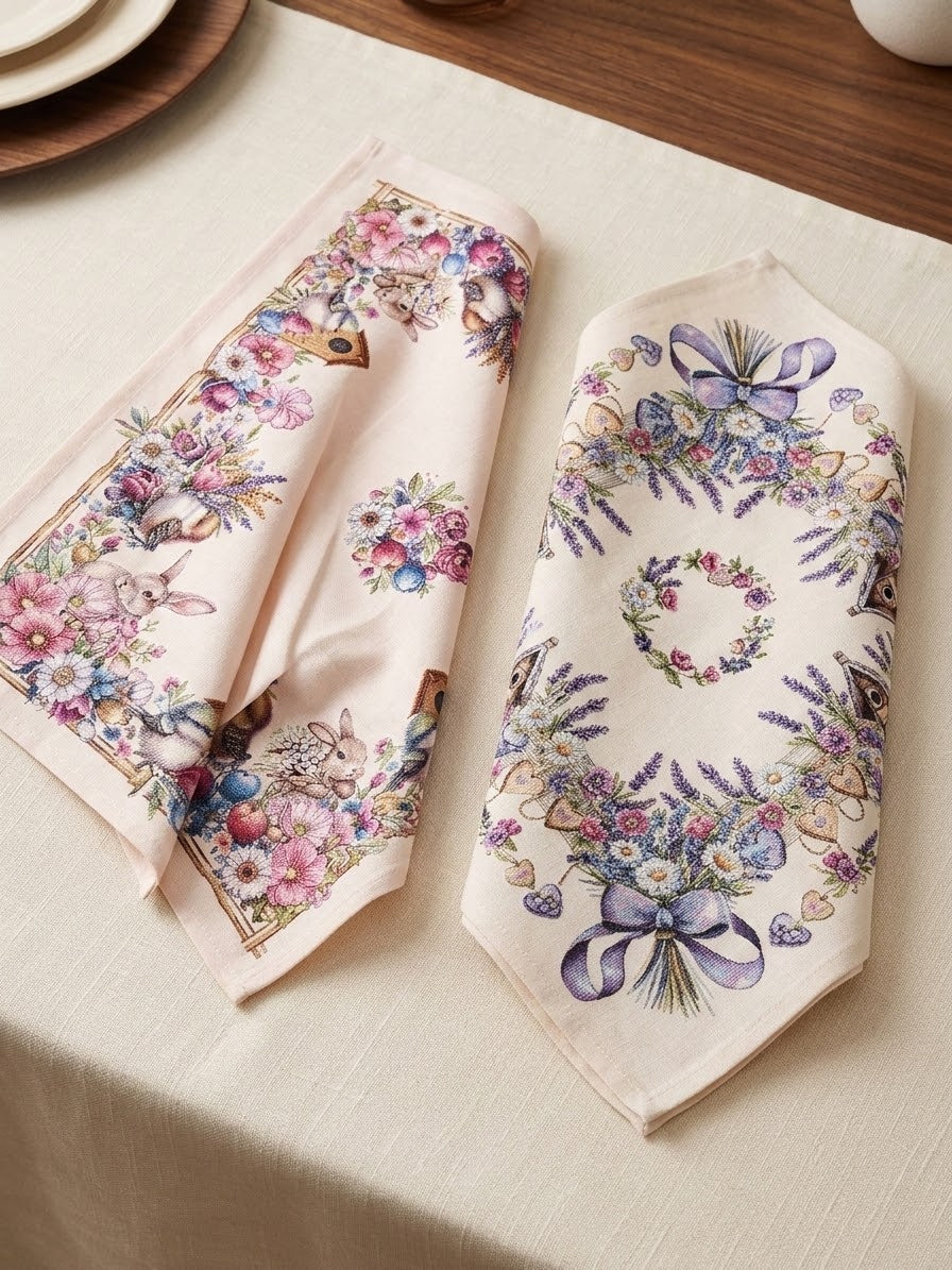 Față de Masă sau Traversă tip Goblen Jacquard, Model Lavandă