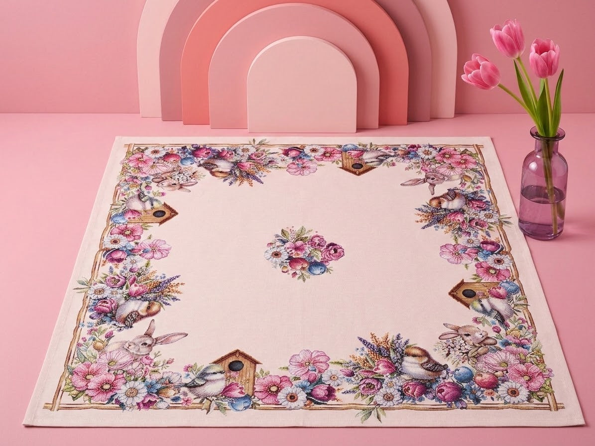Față de Masă sau Traversă tip Goblen Jacquard, Model Primavara