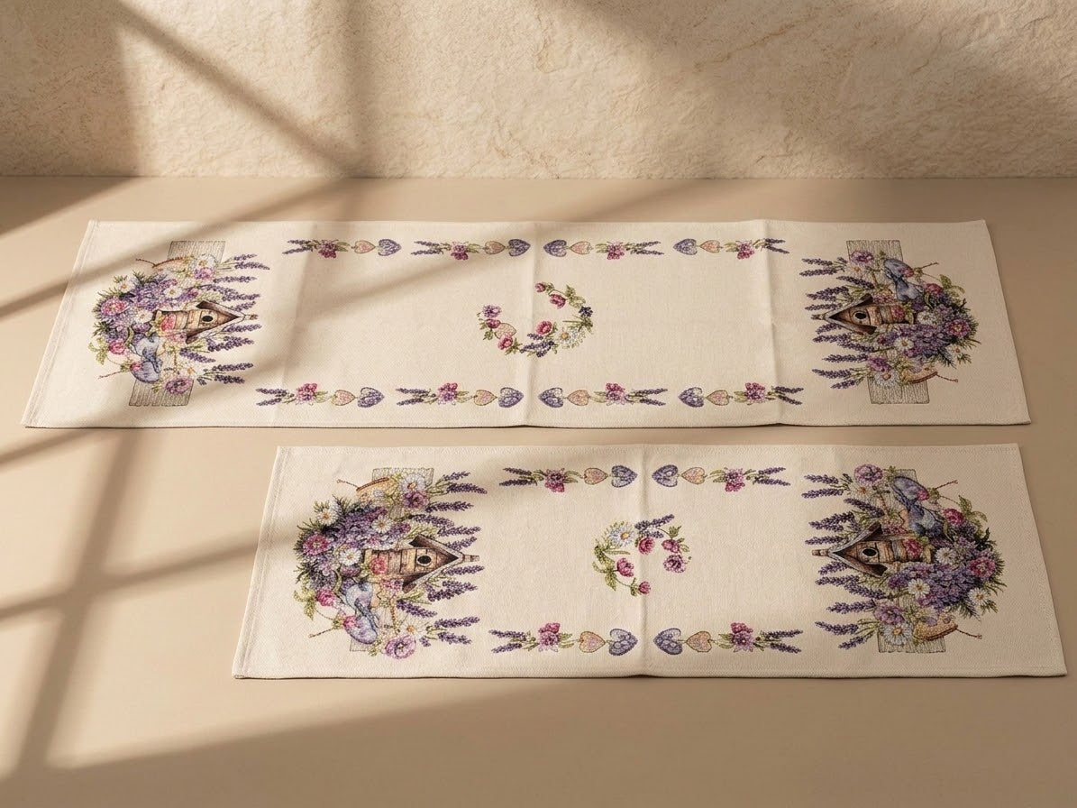 Față de Masă sau Traversă tip Goblen Jacquard, Model Lavandă