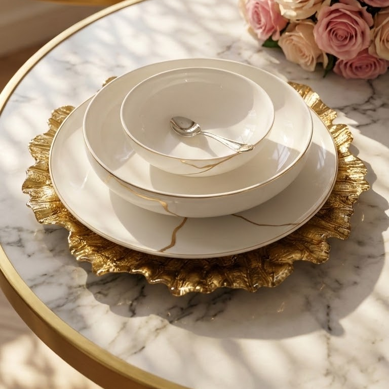 Platou Decorativ de Lux „Golden Reef” pentru Mese Festive
