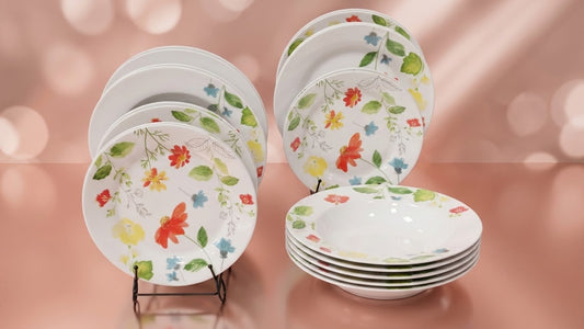 Serviciu de Masă Borella 18 piese , Model Floral