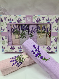 Set 6 buc prosoape de bucatarie 40/60 cm din bumbac 100%, model cu lavanda