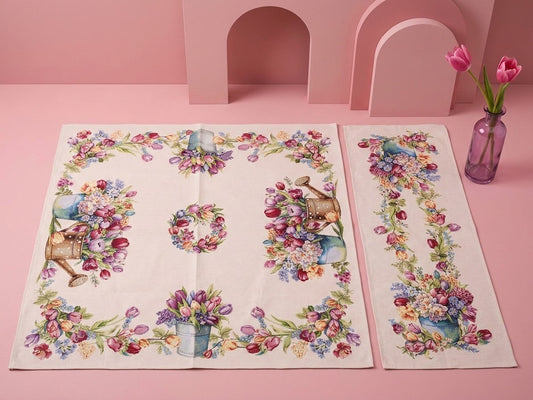 Față de Masă sau Traversă tip Goblen Jacquard, Model Gardenia