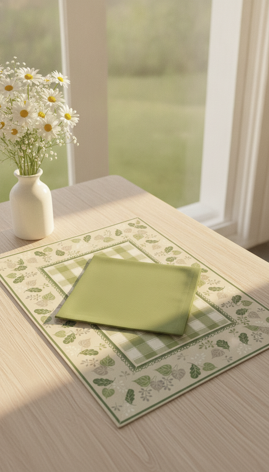 Set Suport de Masă (Place Mat) și Șervețel Textil din Bumbac