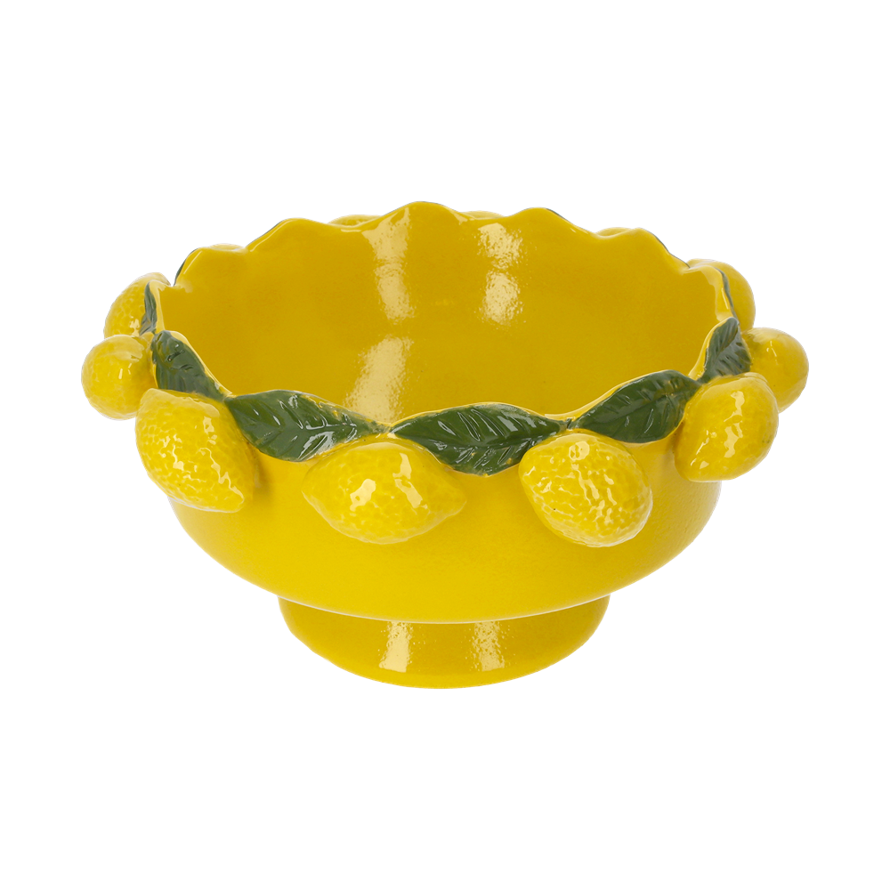 Vas ceramic, galben, cu lămâi - HG141