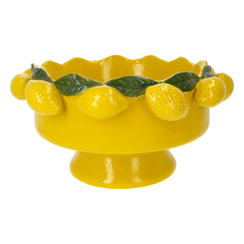 Vas ceramic, galben, cu lămâi - HG141